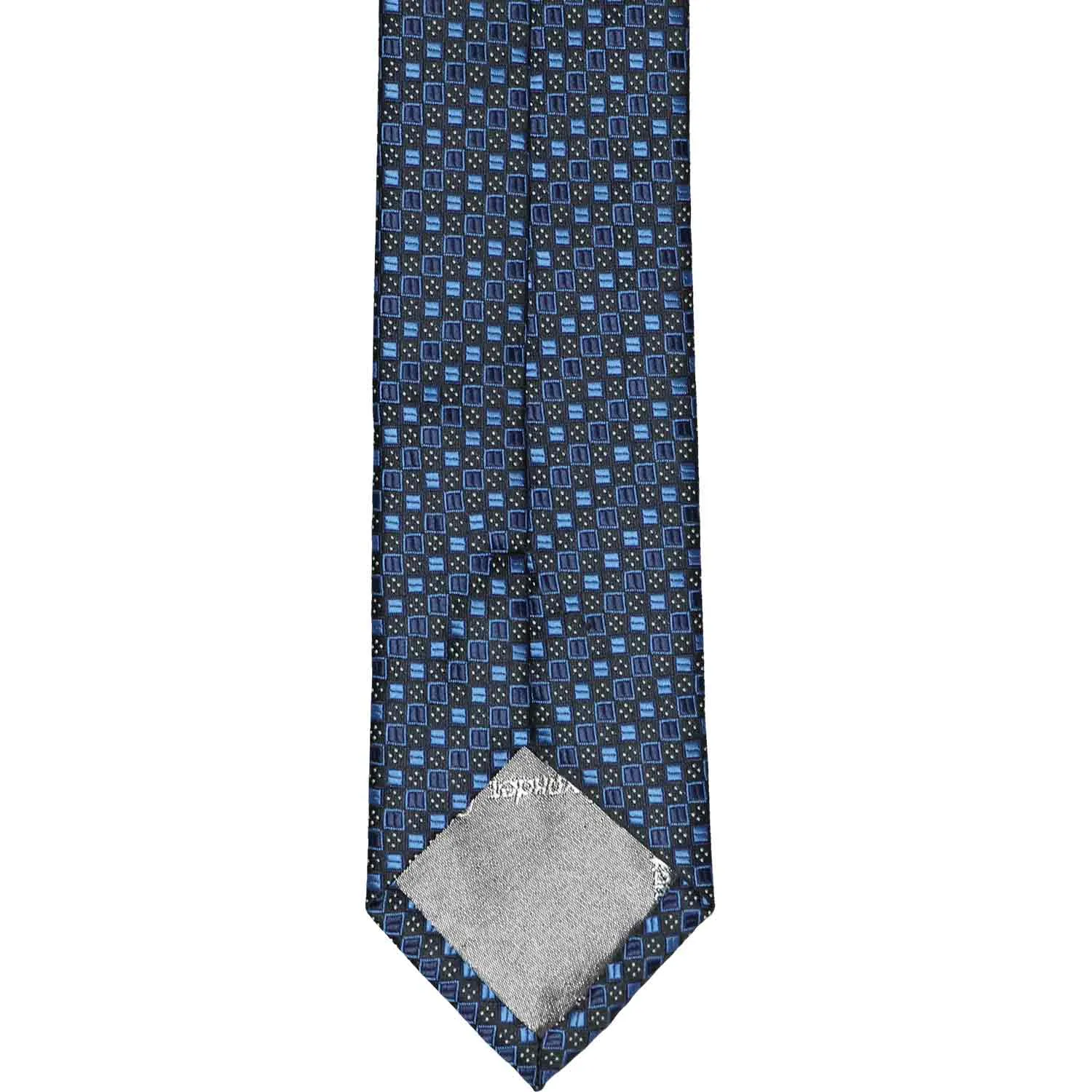 Brilliant Blue Marie Square Pattern Slim Necktie, 2.5" Width sold by TieMart product image thumbnail 4