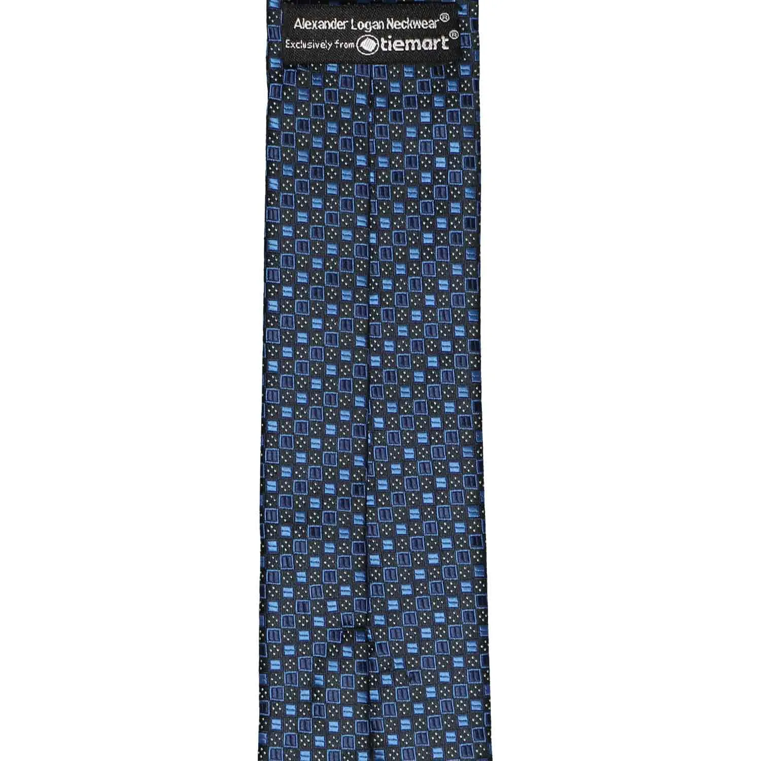 Brilliant Blue Marie Square Pattern Slim Necktie, 2.5" Width sold by TieMart product image thumbnail 3