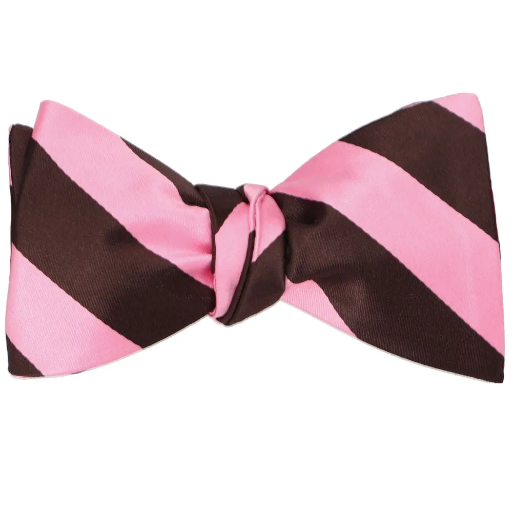 Pink and Brown Striped Self-Tie Bow Tie sold by TieMart product image thumbnail 2
