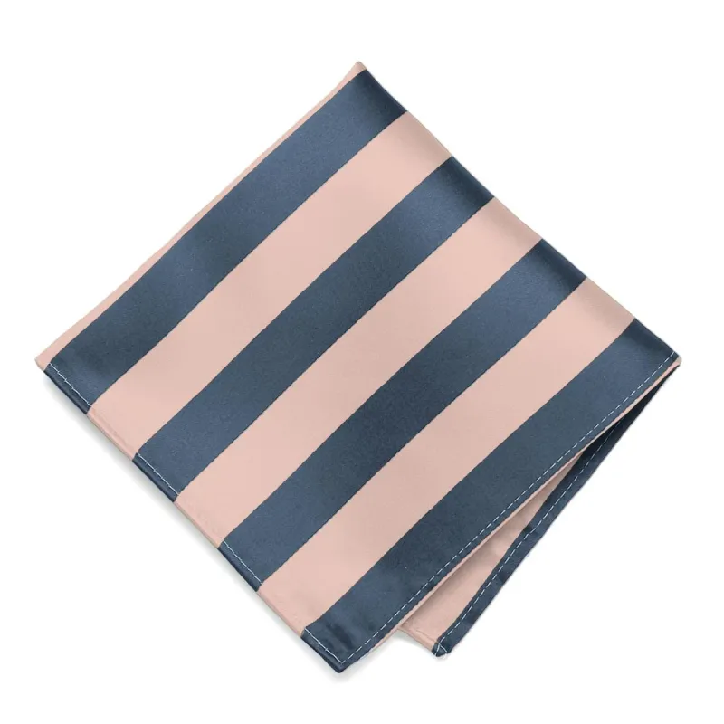 Dusty Blue and Petal Striped Pocket Square sold by TieMart