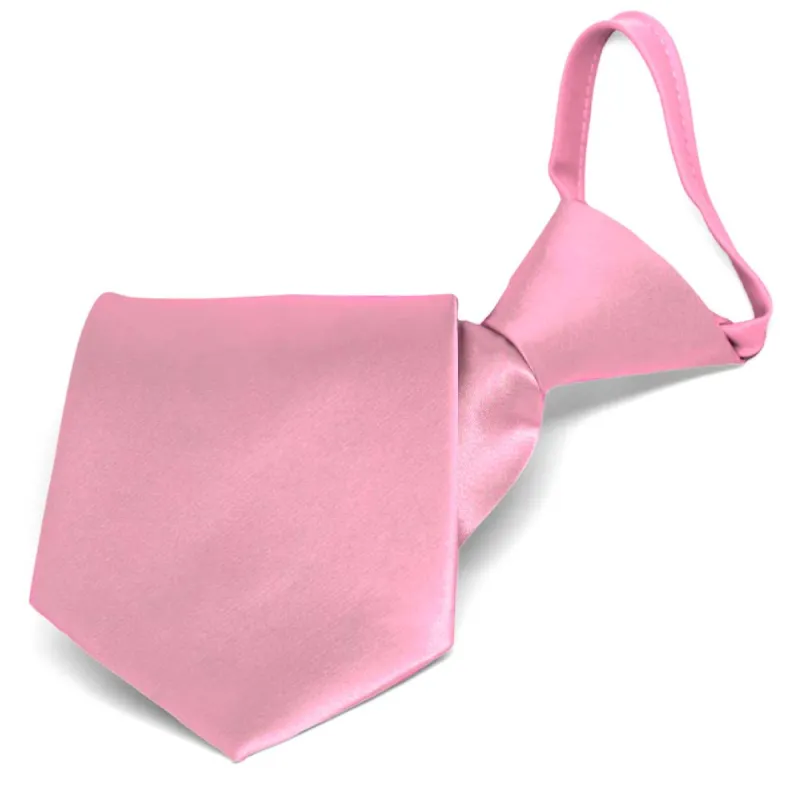 Bright Pink Solid Color Zipper Tie sold by TieMart
