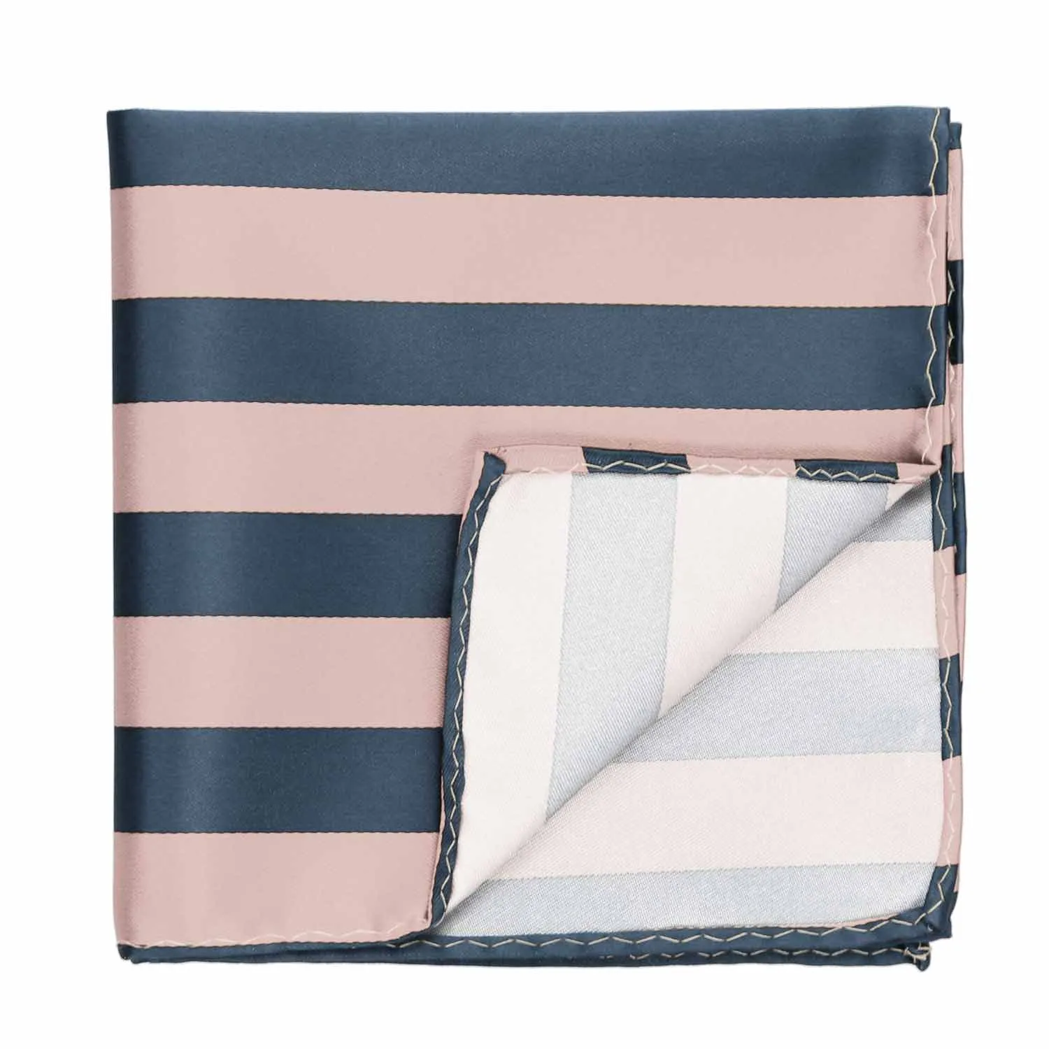 Dusty Blue and Petal Striped Pocket Square sold by TieMart product image thumbnail 2