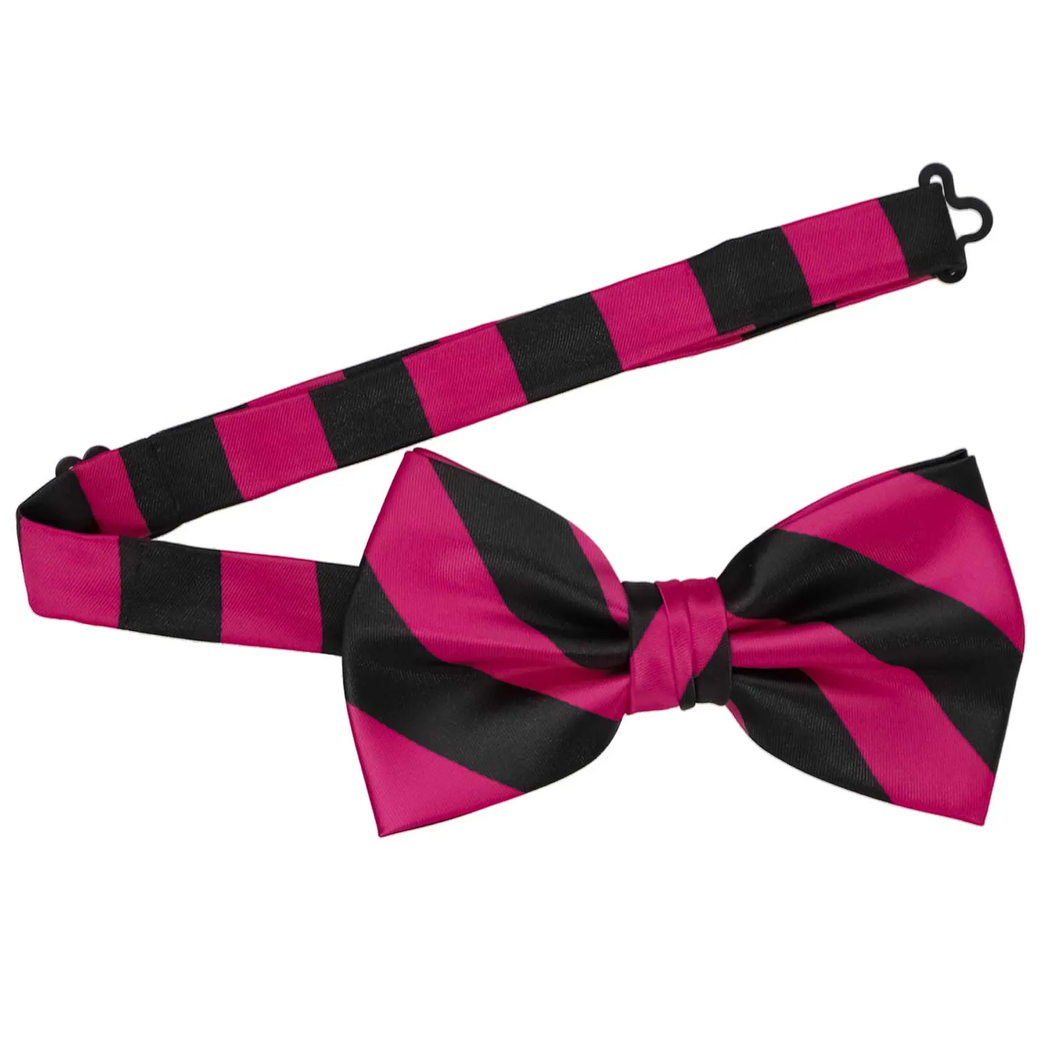 Fuchsia and Black Striped Bow Tie sold by TieMart product image thumbnail 2