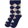 Men's Navy Blue and Blush Pink Argyle Socks sold by TieMart