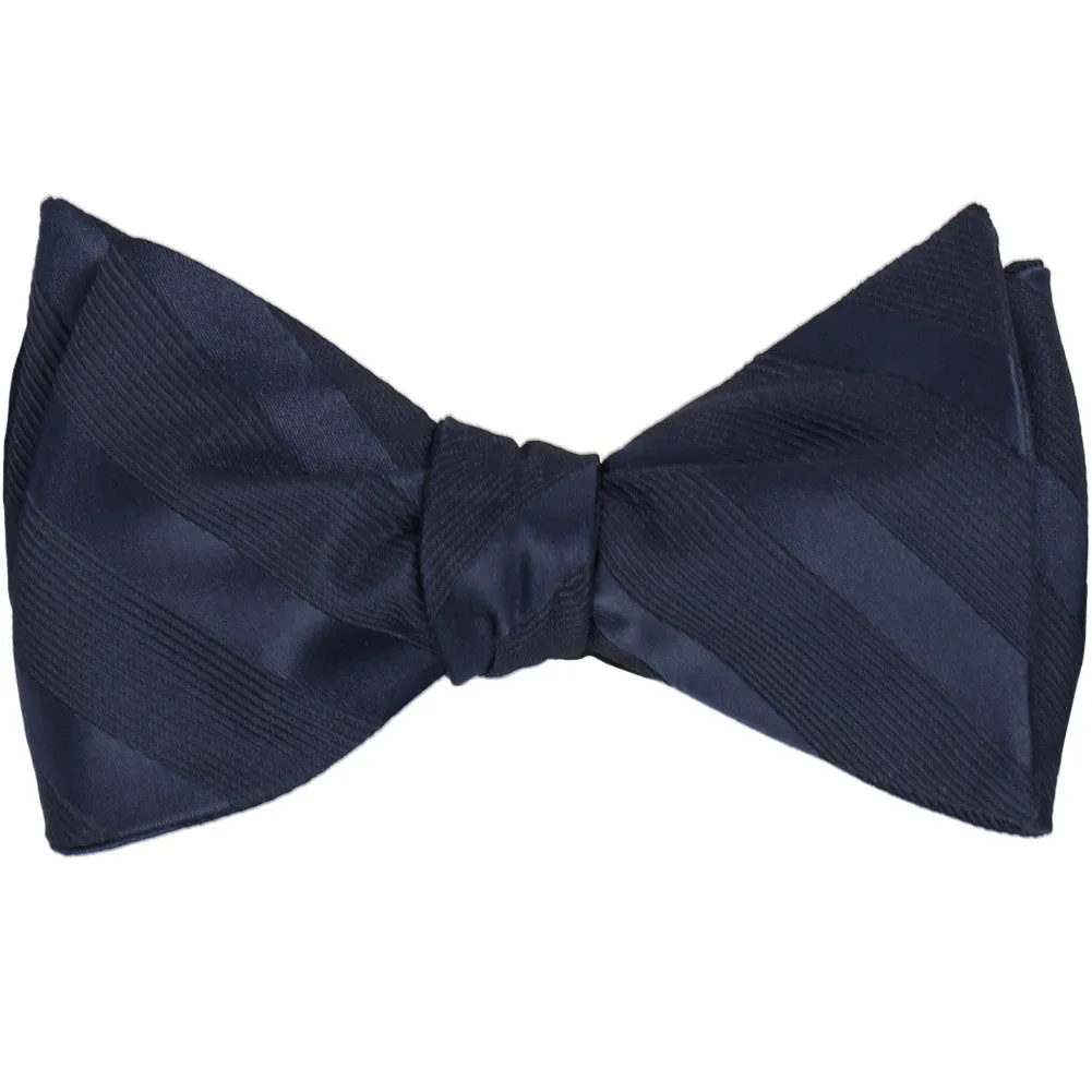 Navy Blue Elite Striped Self-Tie Bow Tie sold by TieMart product image thumbnail 2