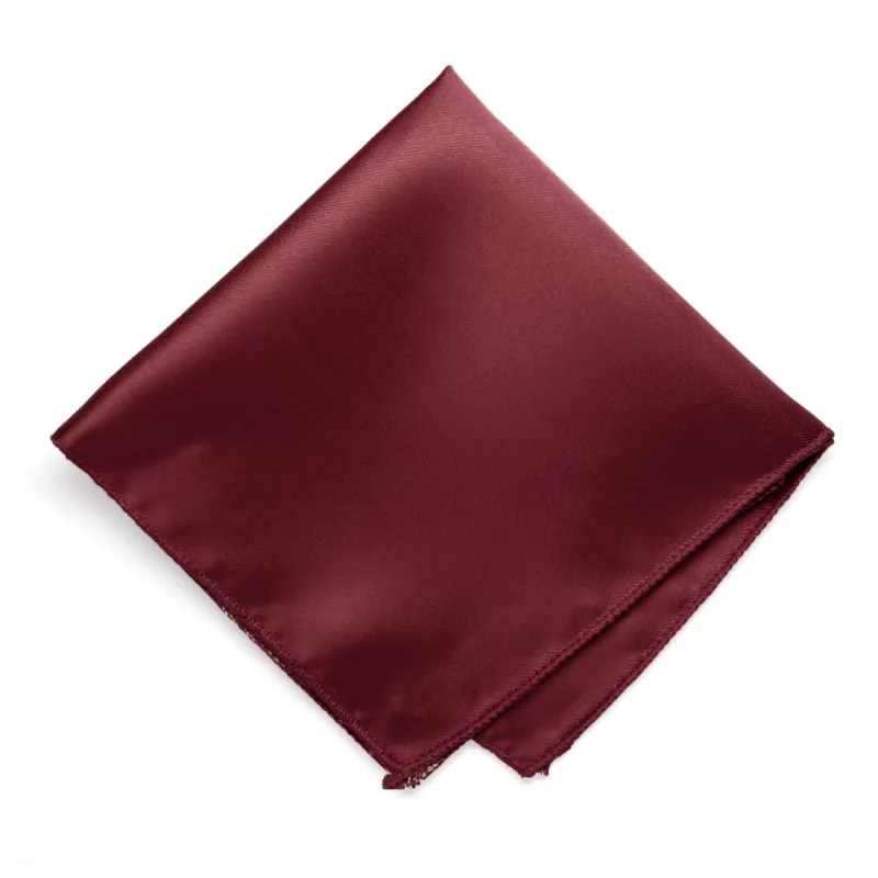 Burgundy Solid Color Pocket Square sold by TieMart