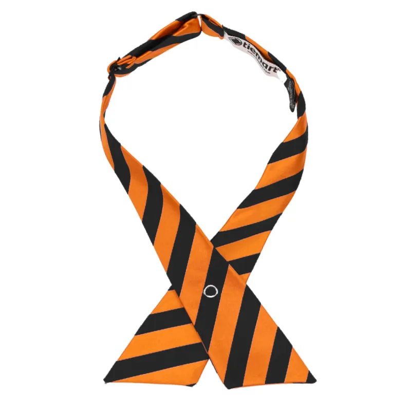 Orange and Black Striped Crossover Tie sold by TieMart