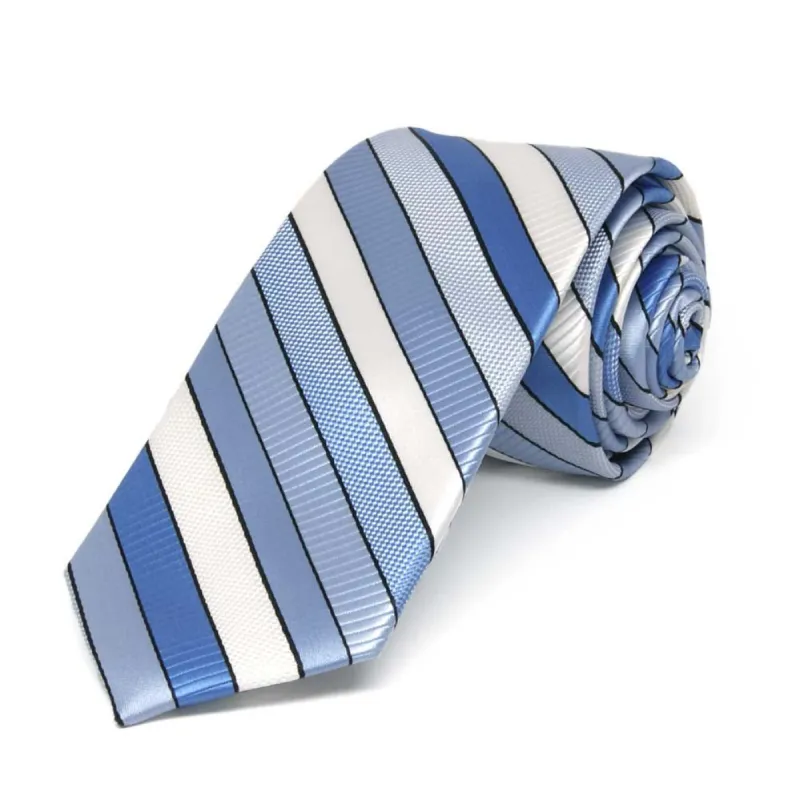 Wave Blue Douglas Striped Slim Necktie, 2.5" Width sold by TieMart