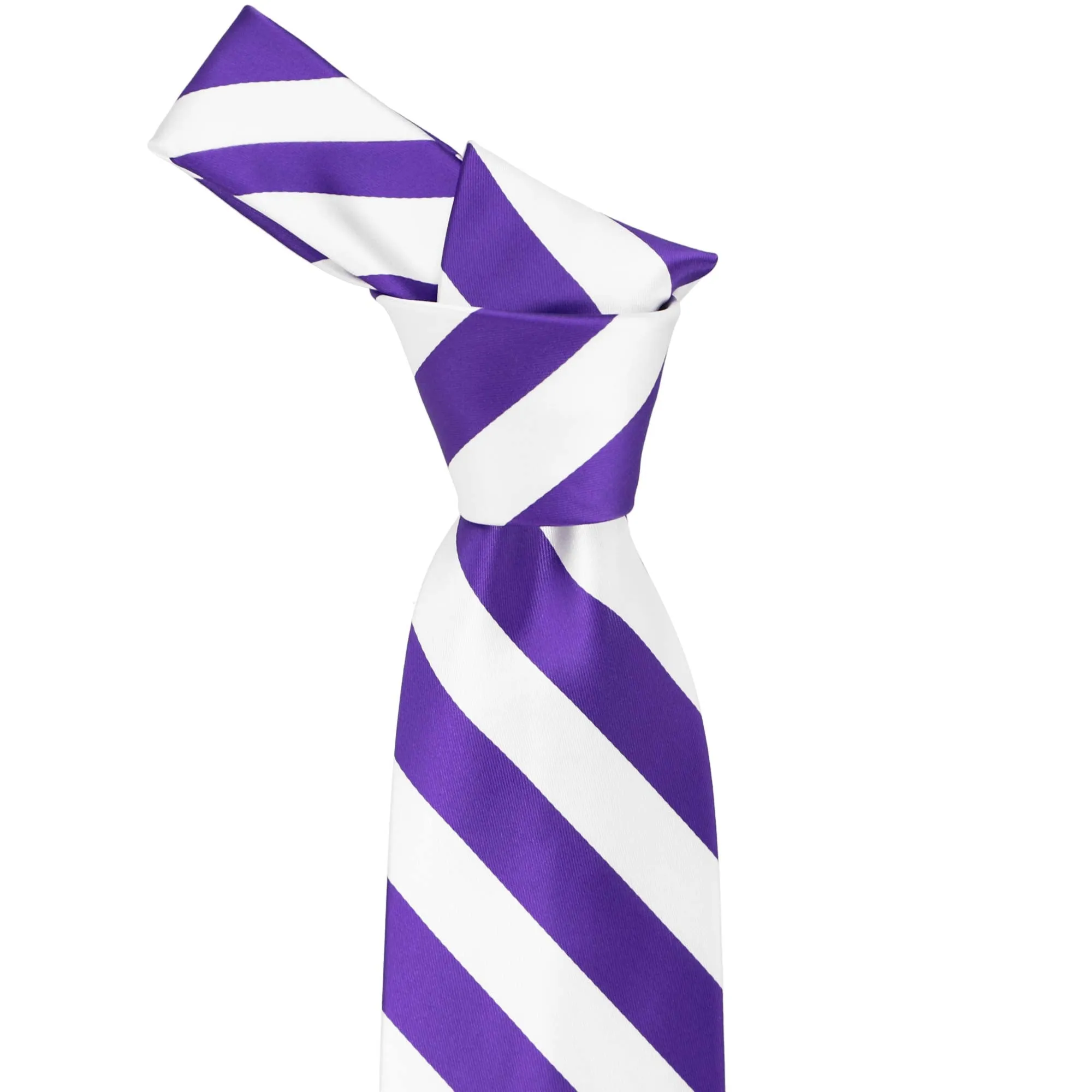 Purple and White Extra Long Striped Tie sold by TieMart product image thumbnail 2