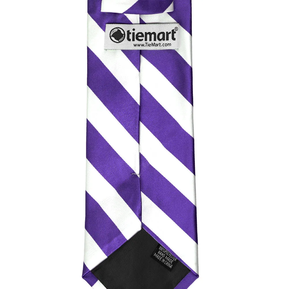 Purple and White Extra Long Striped Tie sold by TieMart product image thumbnail 4