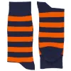 Men's Navy Blue and Orange Striped Socks sold by TieMart