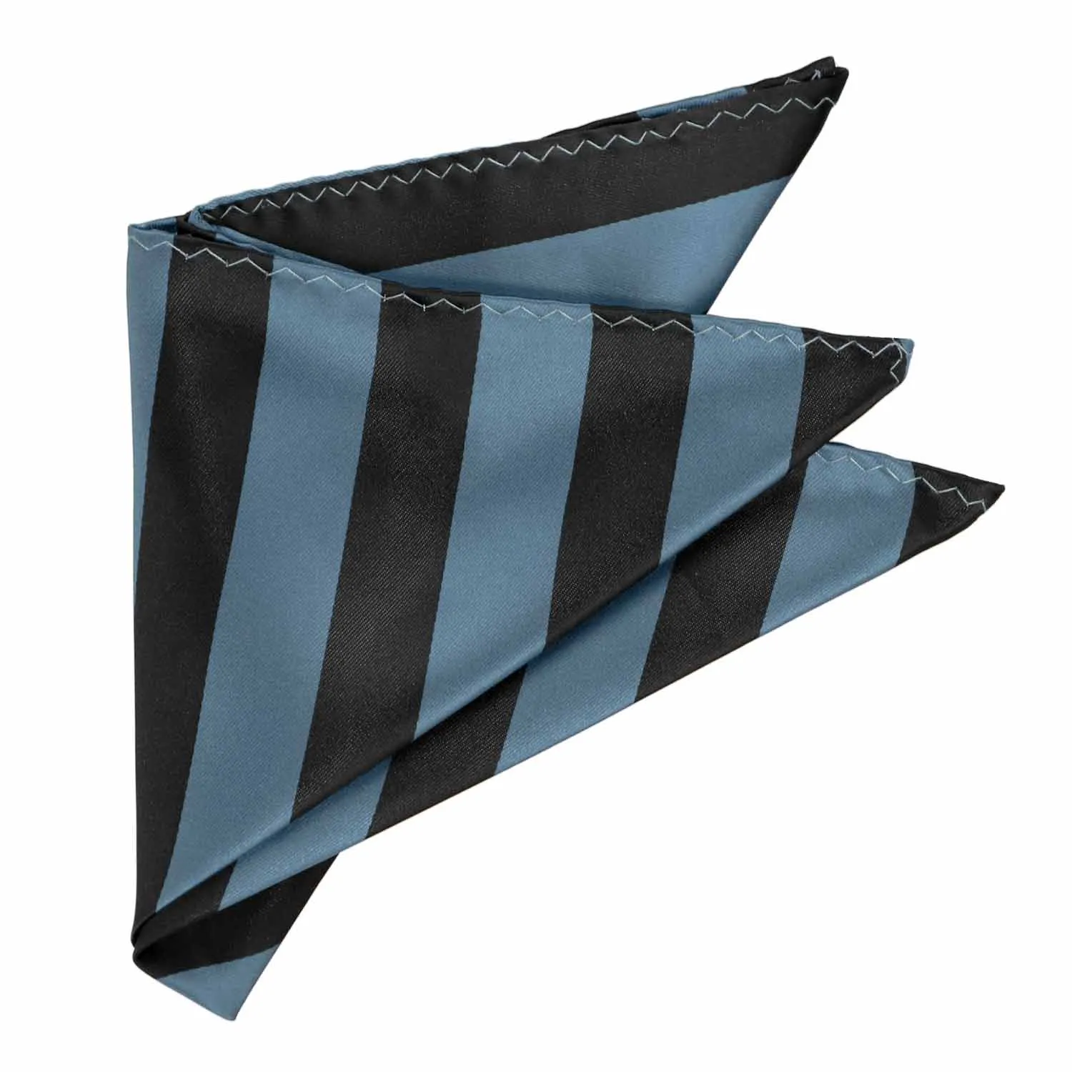 Serene Blue and Black Striped Pocket Square sold by TieMart product image thumbnail 3