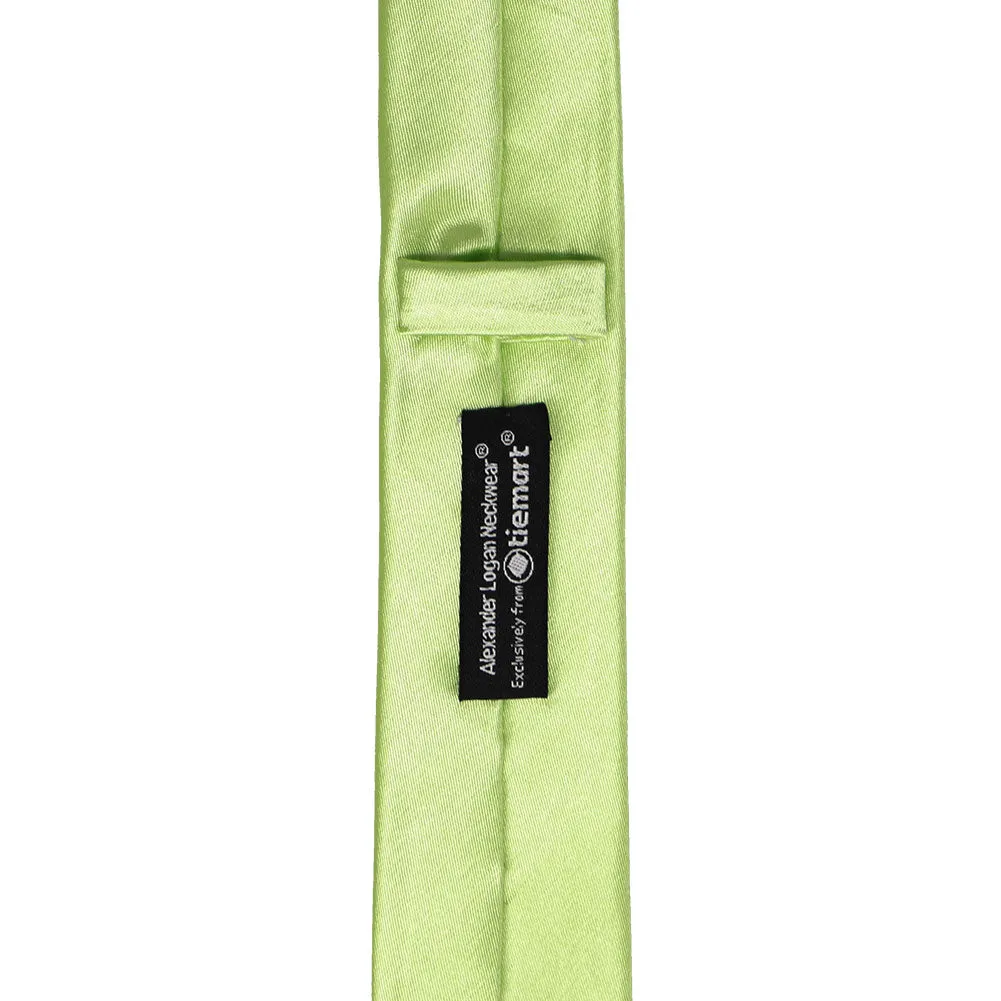 Lime Green Skinny Solid Color Necktie, 2" Width sold by TieMart product image thumbnail 3