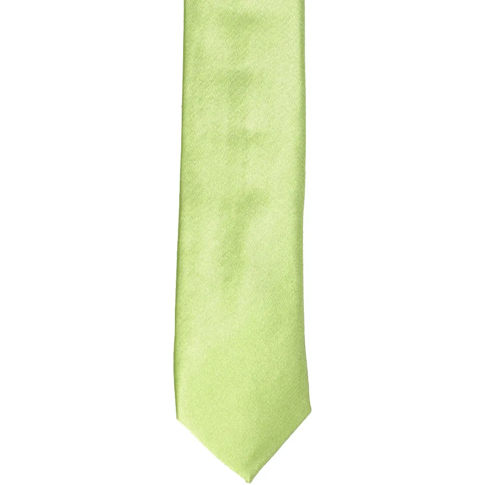Lime Green Skinny Solid Color Necktie, 2" Width sold by TieMart product image thumbnail 2
