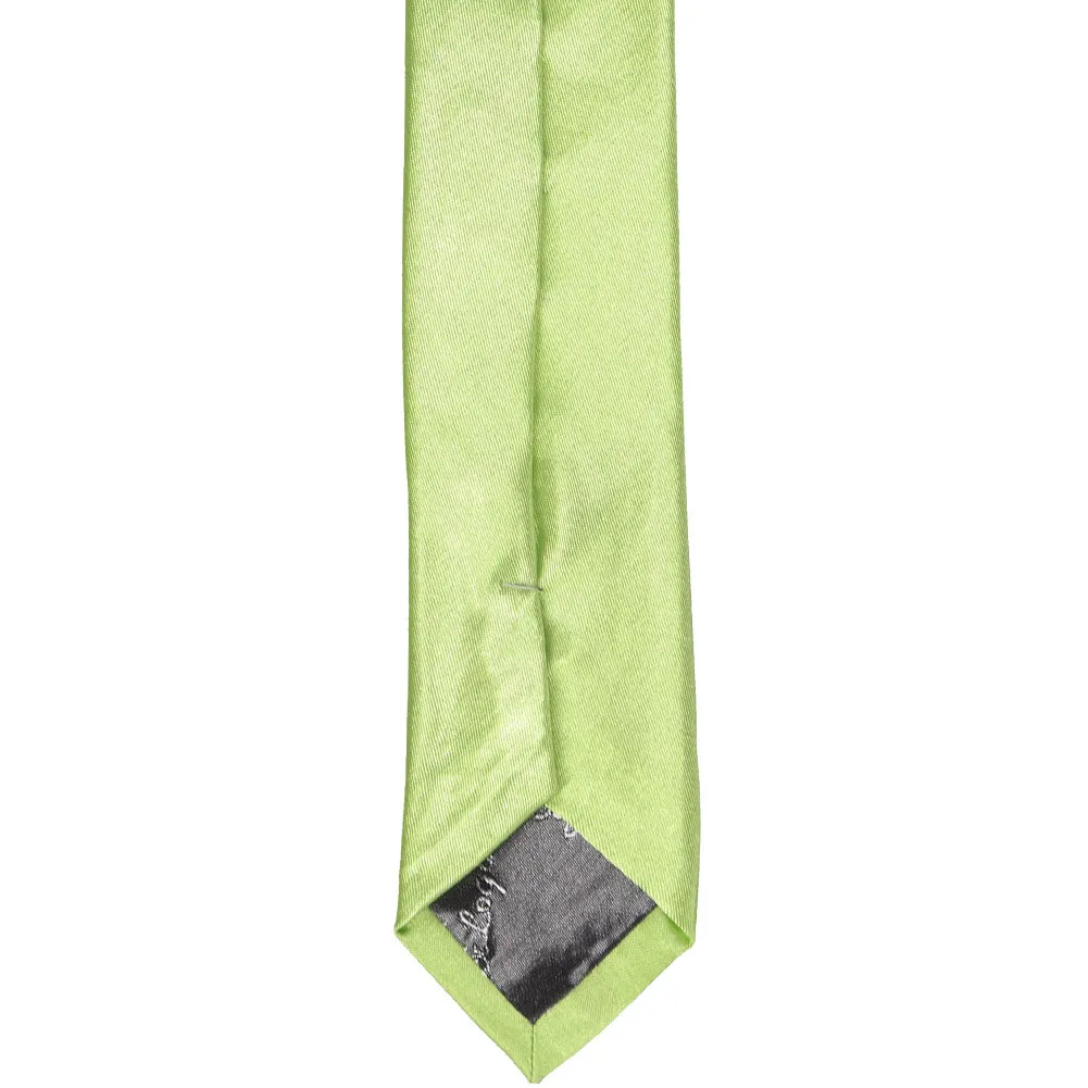 Lime Green Skinny Solid Color Necktie, 2" Width sold by TieMart product image thumbnail 4