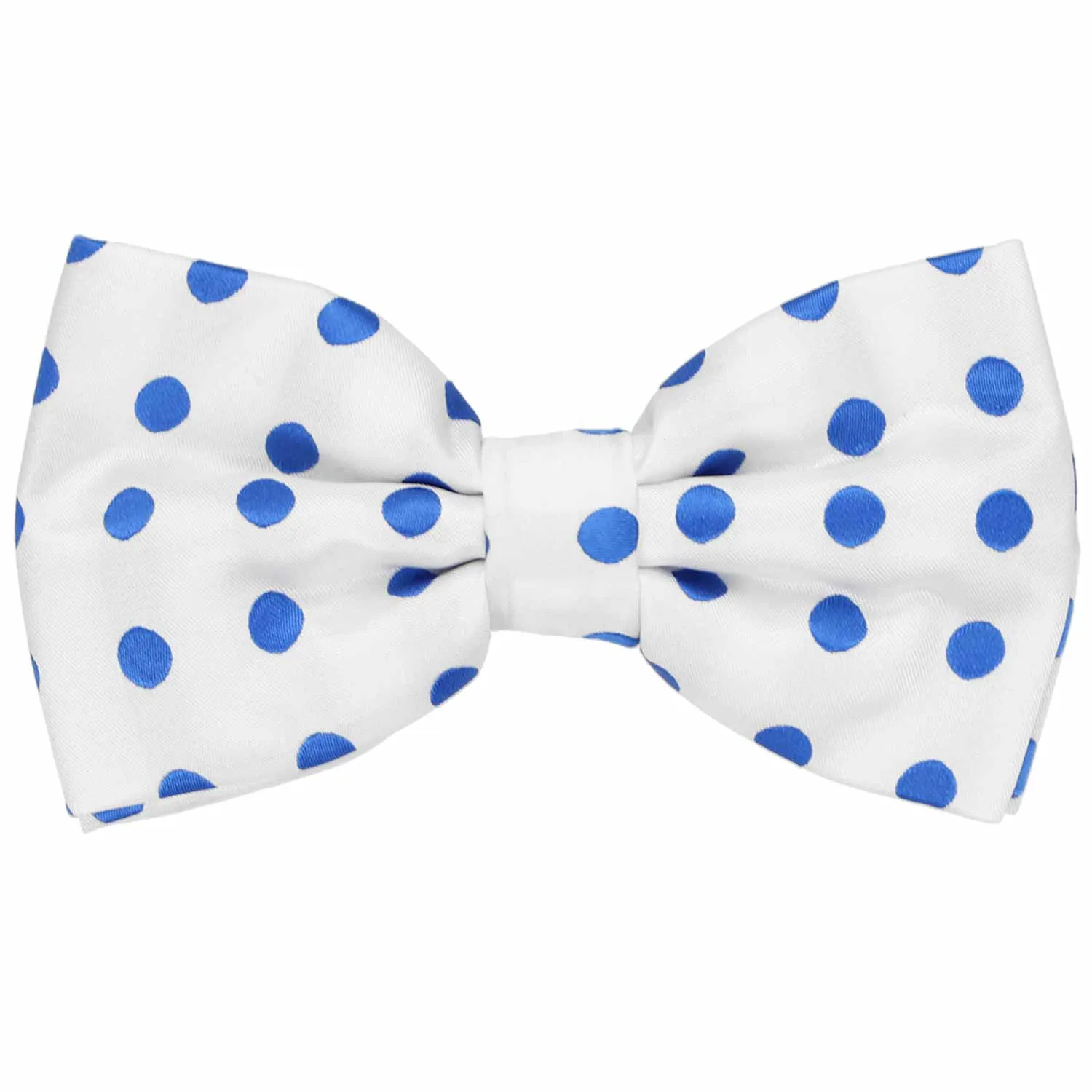 White and Blue Quincy Polka Dot Bow Tie sold by TieMart