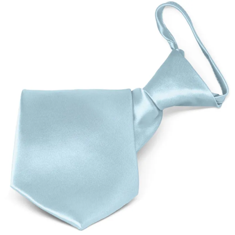 Powder Blue Solid Color Zipper Tie sold by TieMart