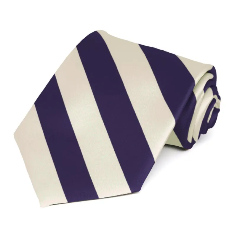Lapis Purple and Ivory Striped Tie sold by TieMart