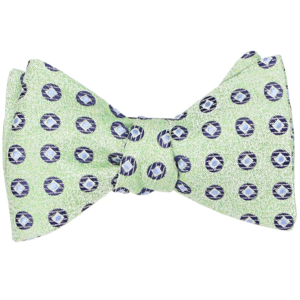Light Green Gentry Medallion Linen/Silk Self-Tie Bow Tie sold by TieMart product image thumbnail 2