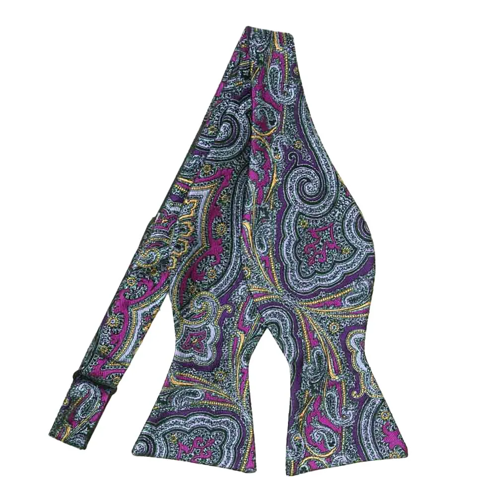 Purple Institute Paisley Silk Self-Tie Bow Tie sold by TieMart