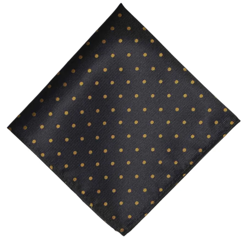 Black and Old Gold Polka Dot Pocket Square sold by TieMart
