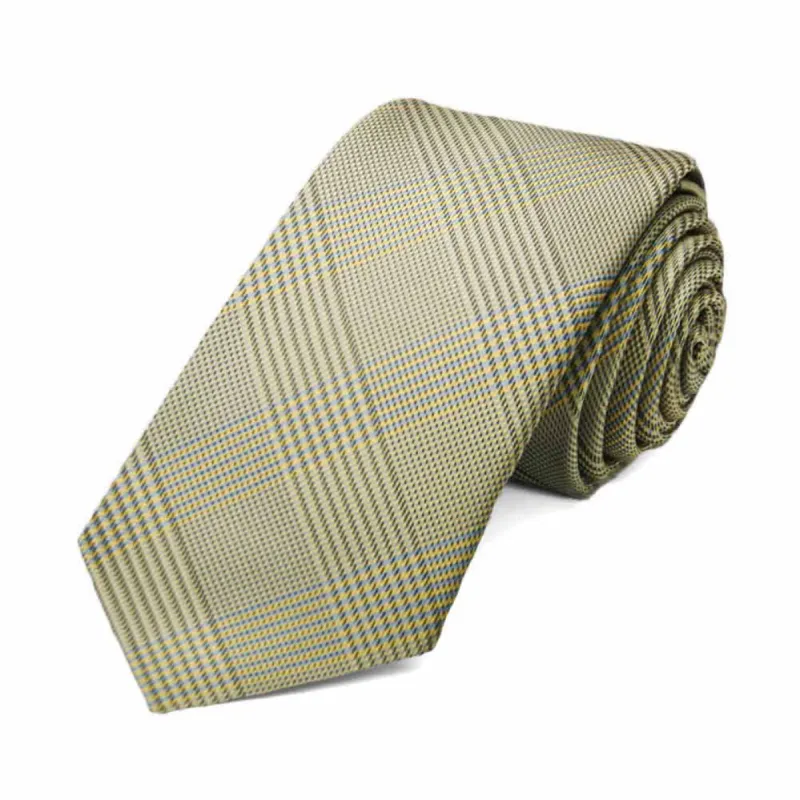 Lemon Yellow Jamestown Glen Plaid Slim Necktie sold by TieMart