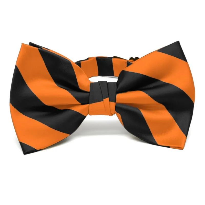 Orange and Black Striped Bow Tie sold by TieMart