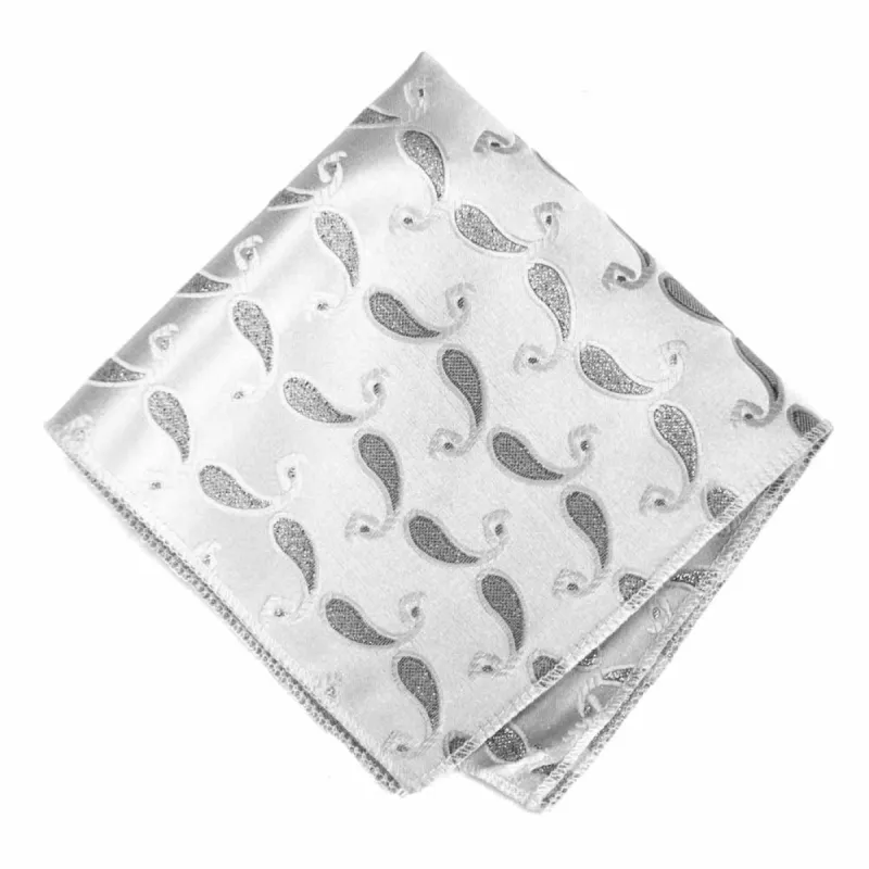 White Fairport Paisley Pocket Square sold by TieMart