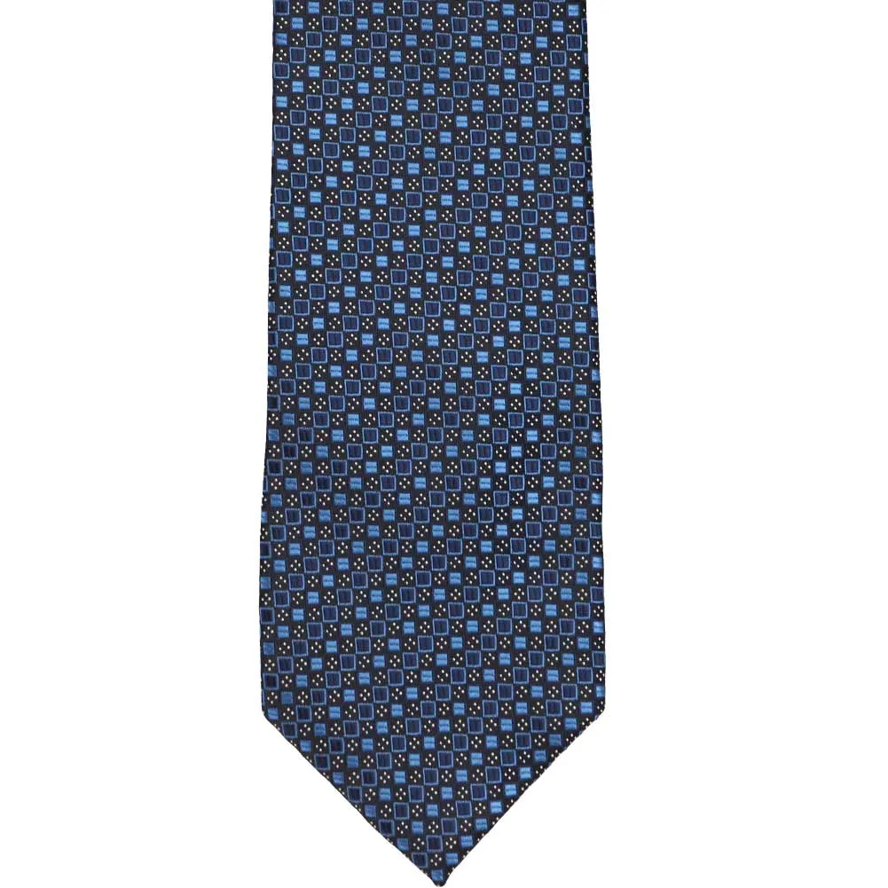 Brilliant Blue Marie Square Pattern Necktie sold by TieMart product image thumbnail 2