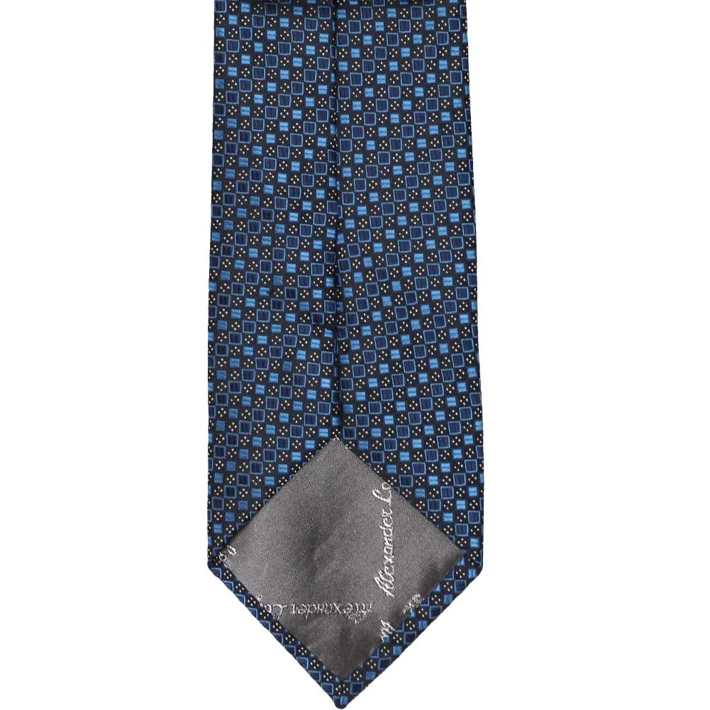 Brilliant Blue Marie Square Pattern Necktie sold by TieMart product image thumbnail 4