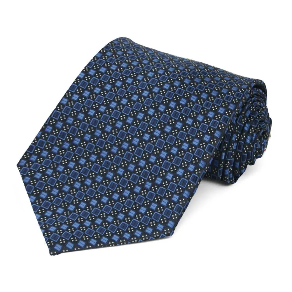 Brilliant Blue Marie Square Pattern Necktie sold by TieMart