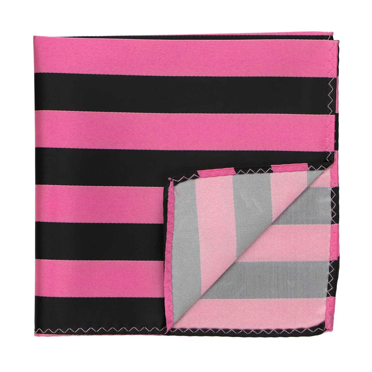 Hot Pink and Black Striped Pocket Square sold by TieMart product image thumbnail 2