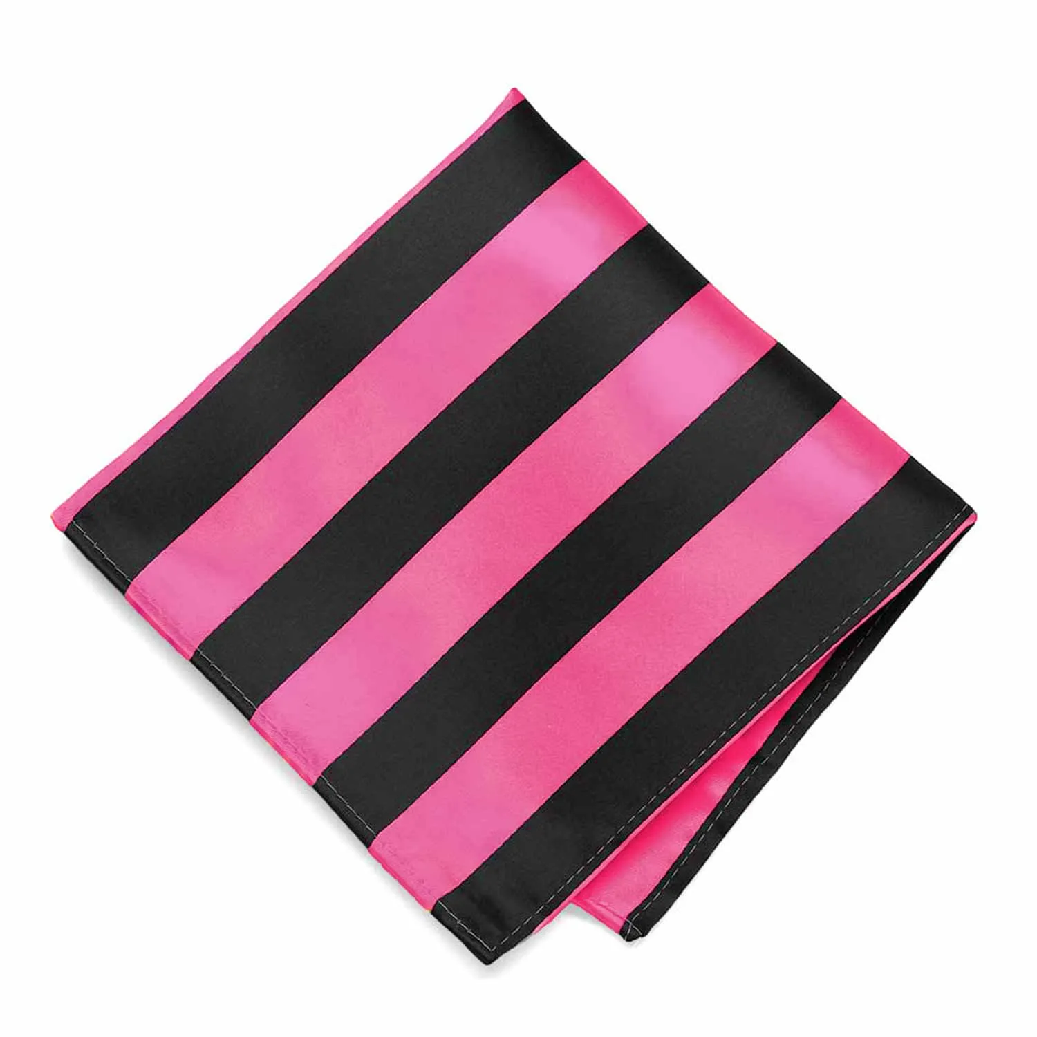 Hot Pink and Black Striped Pocket Square sold by TieMart