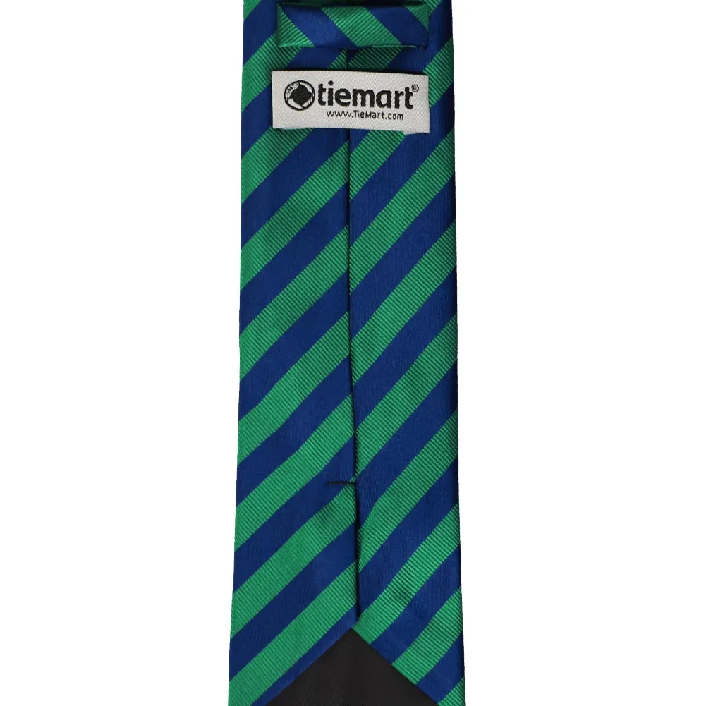 Kelly Green and Royal Blue Formal Striped Tie sold by TieMart product image thumbnail 3