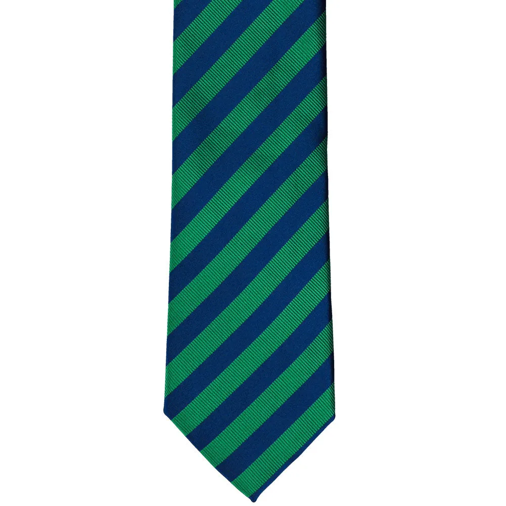 Kelly Green and Royal Blue Formal Striped Tie sold by TieMart product image thumbnail 2