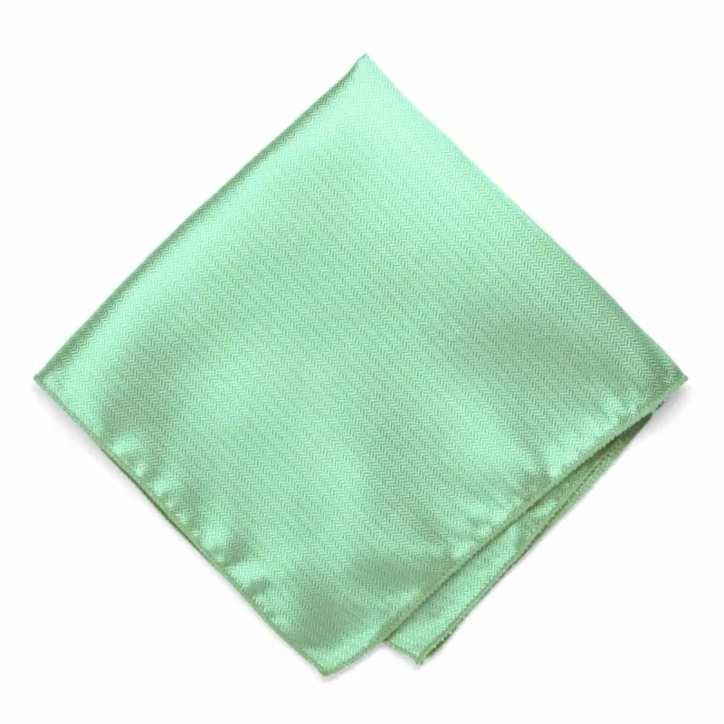 Seafoam Herringbone Silk Pocket Square sold by TieMart