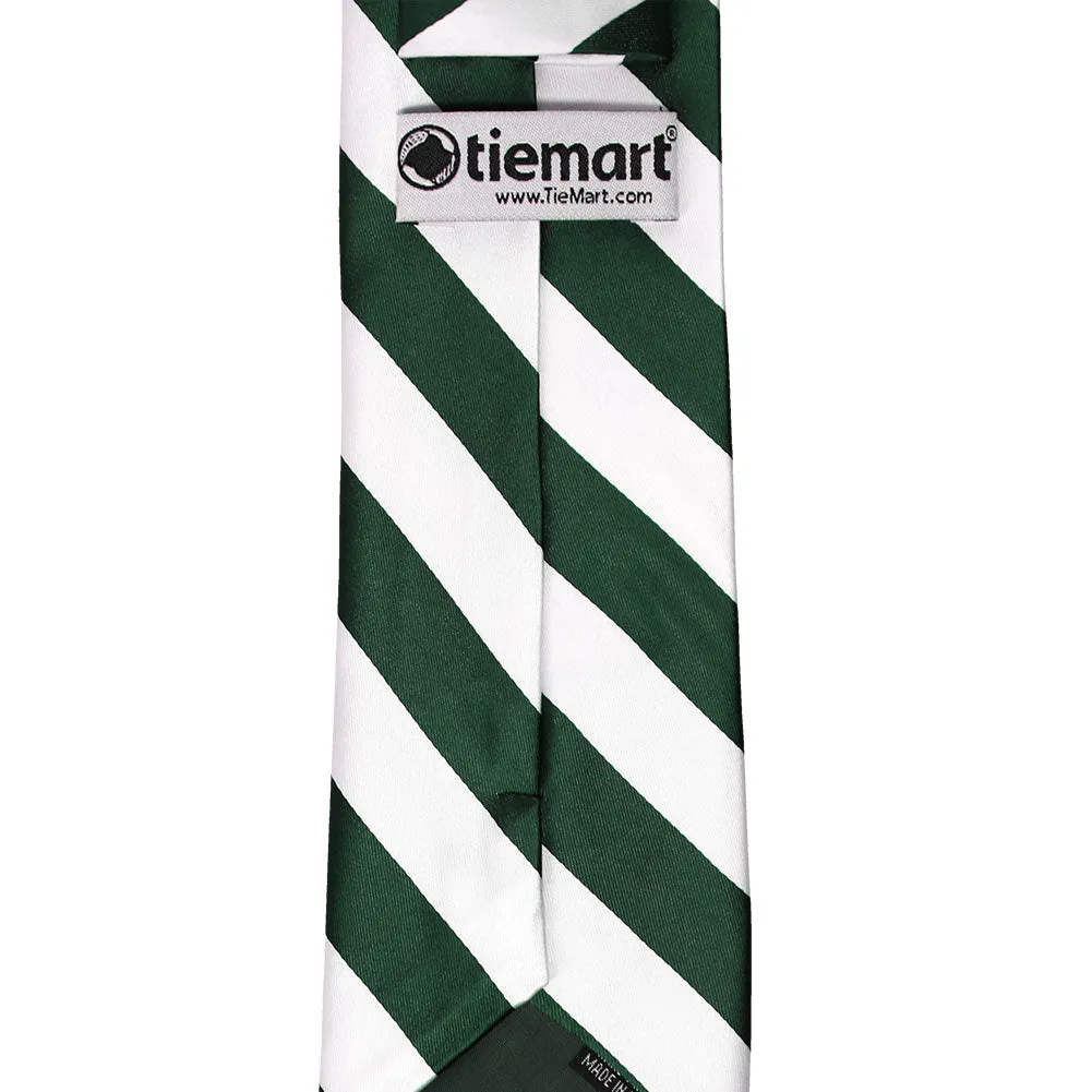 Hunter Green and White Striped Tie sold by TieMart product image thumbnail 4