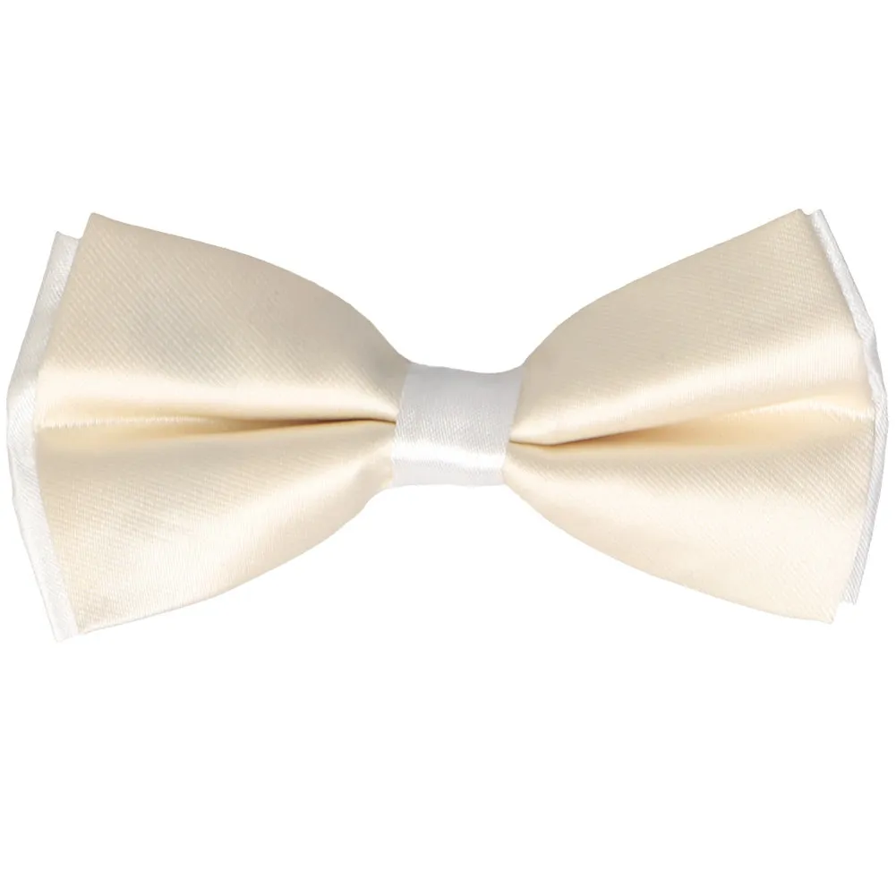 Ivory on White Two-Color Bow Tie sold by TieMart