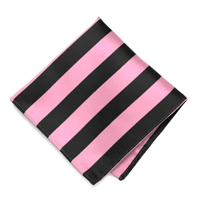 Pink and Black Striped Pocket Square sold by TieMart