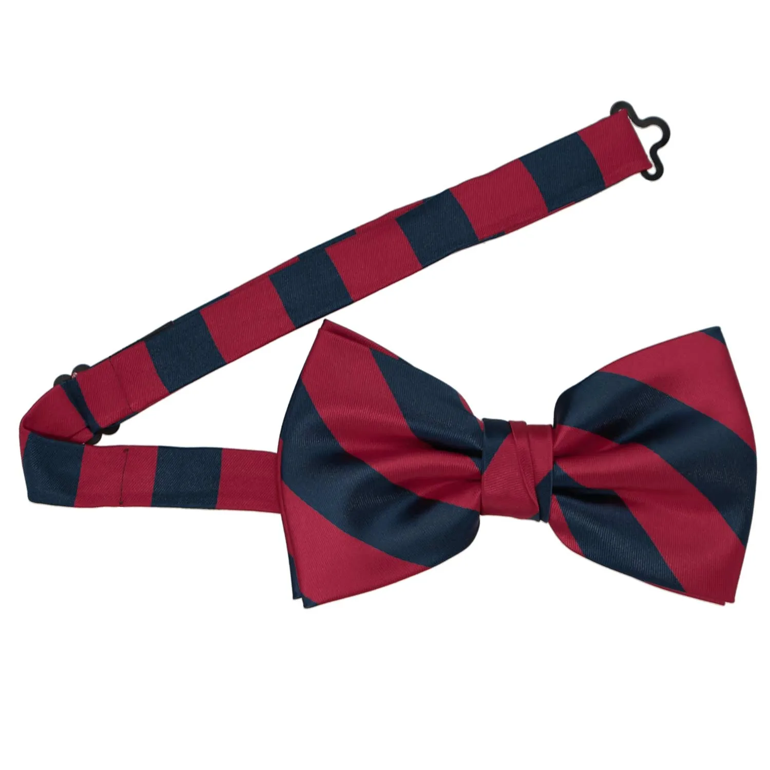 Crimson Red and Navy Blue Striped Bow Tie sold by TieMart product image thumbnail 3