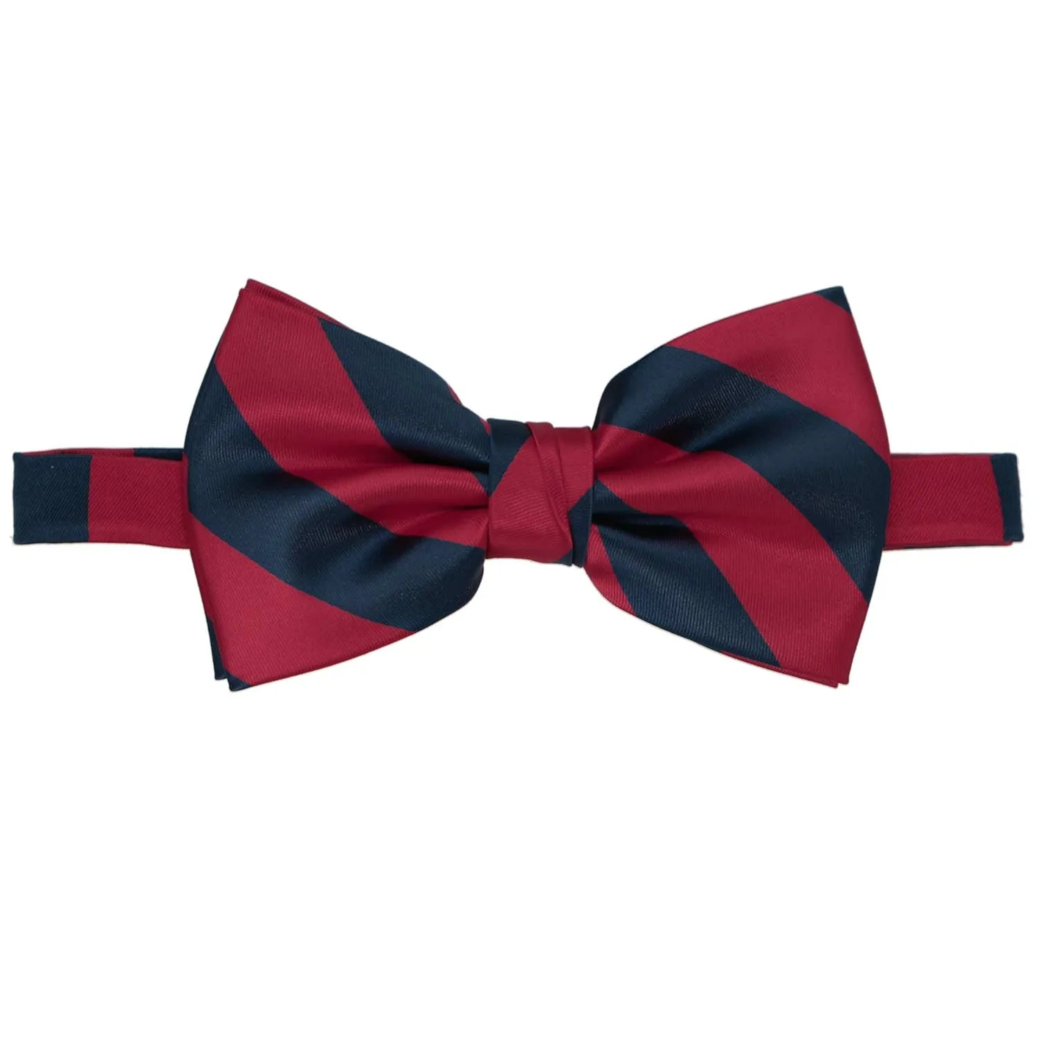 Crimson Red and Navy Blue Striped Bow Tie sold by TieMart product image thumbnail 2