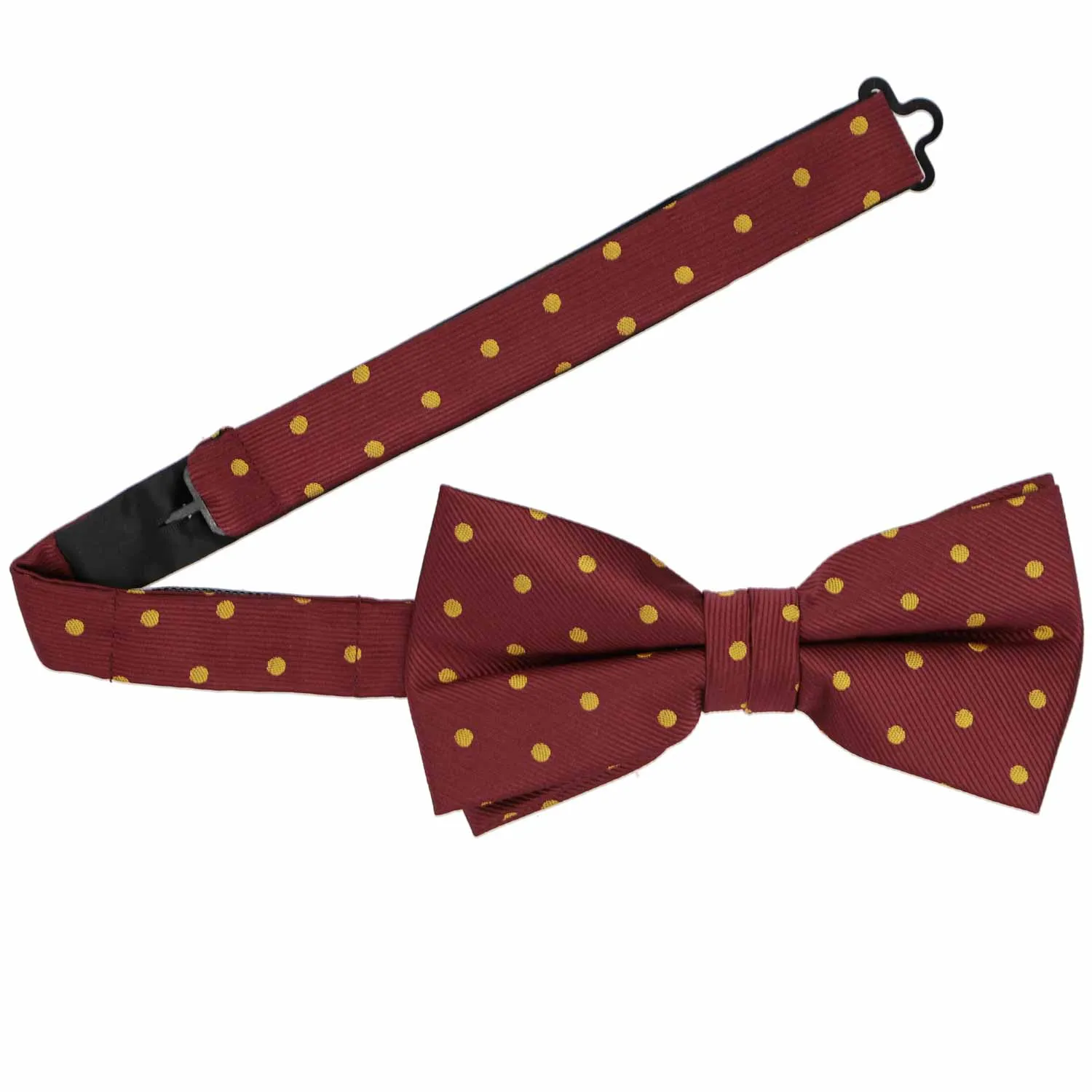 Maroon and Gold Polka Dot Bow Tie sold by TieMart product image thumbnail 3