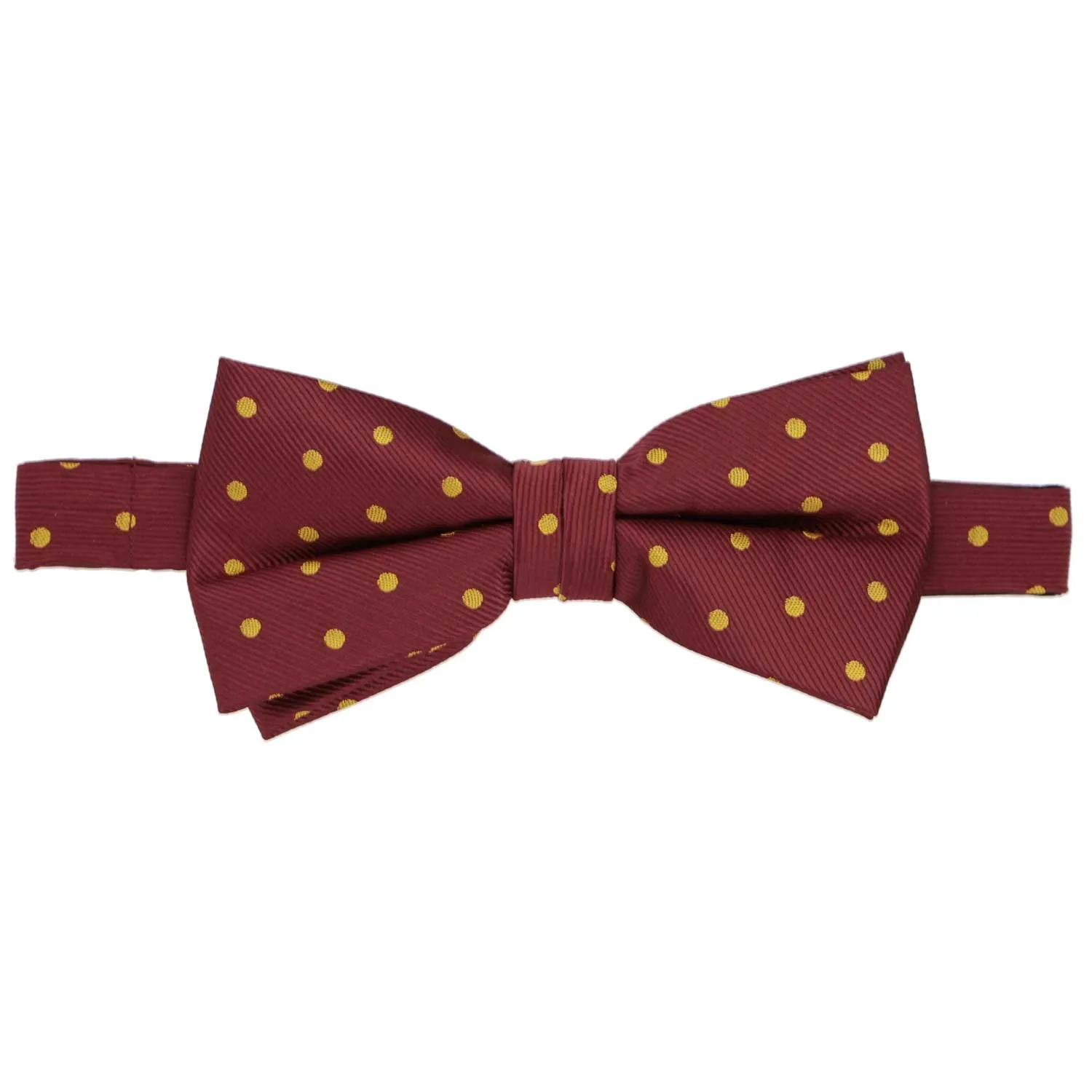 Maroon and Gold Polka Dot Bow Tie sold by TieMart product image thumbnail 2