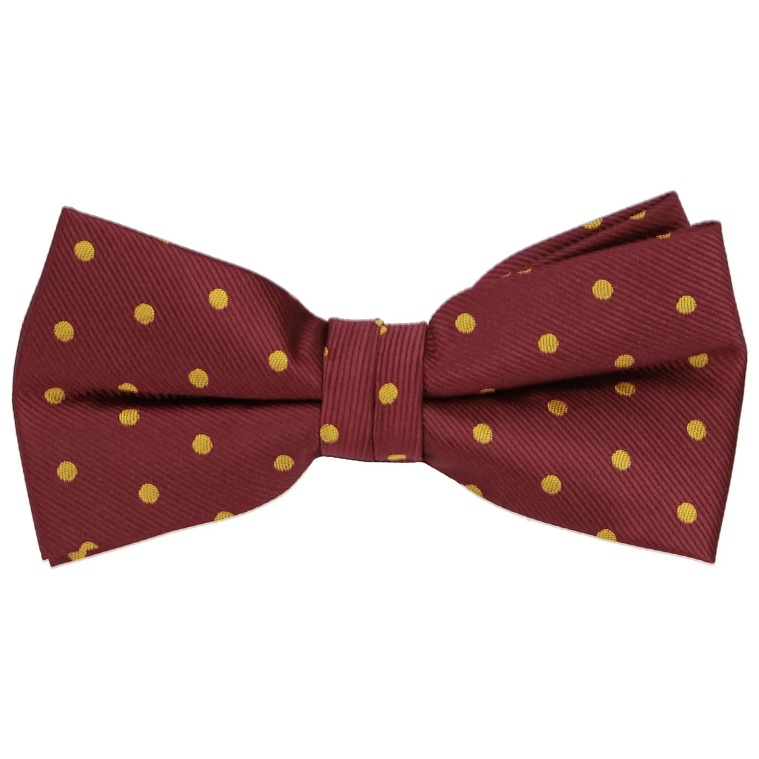 Maroon and Gold Polka Dot Bow Tie sold by TieMart