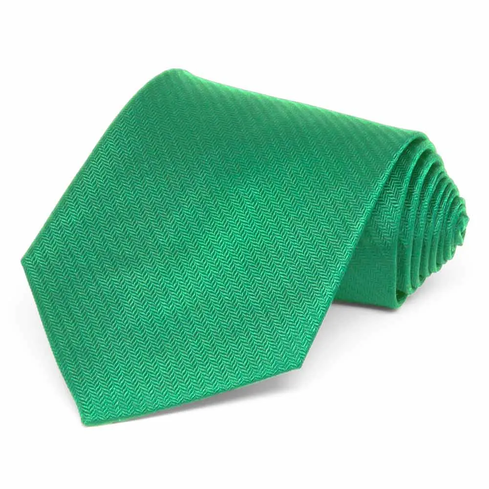 Green Herringbone Silk Necktie sold by TieMart