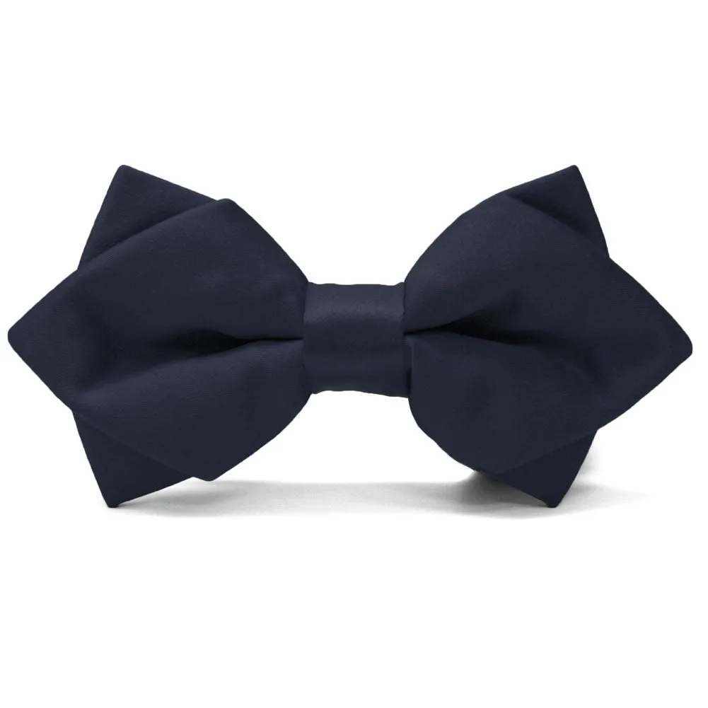 Dark Navy Blue Diamond Tip Bow Tie sold by TieMart