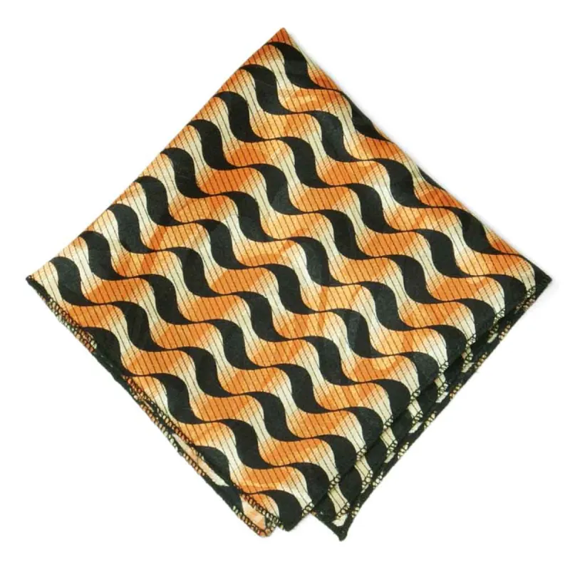 Black and Orange Geometric Pocket Square sold by TieMart