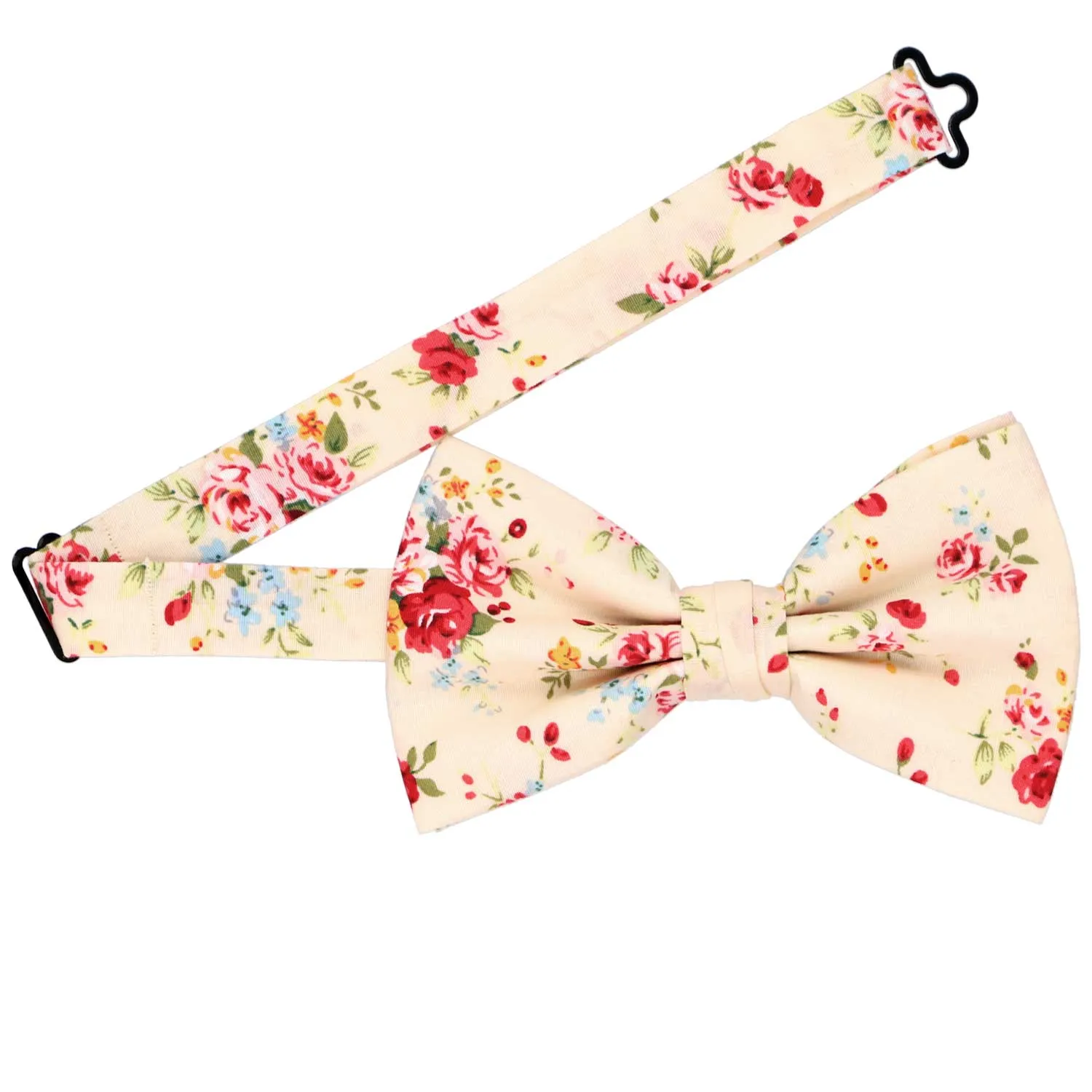 Ivory and Pink Pomona Floral Bow Tie sold by TieMart product image thumbnail 3