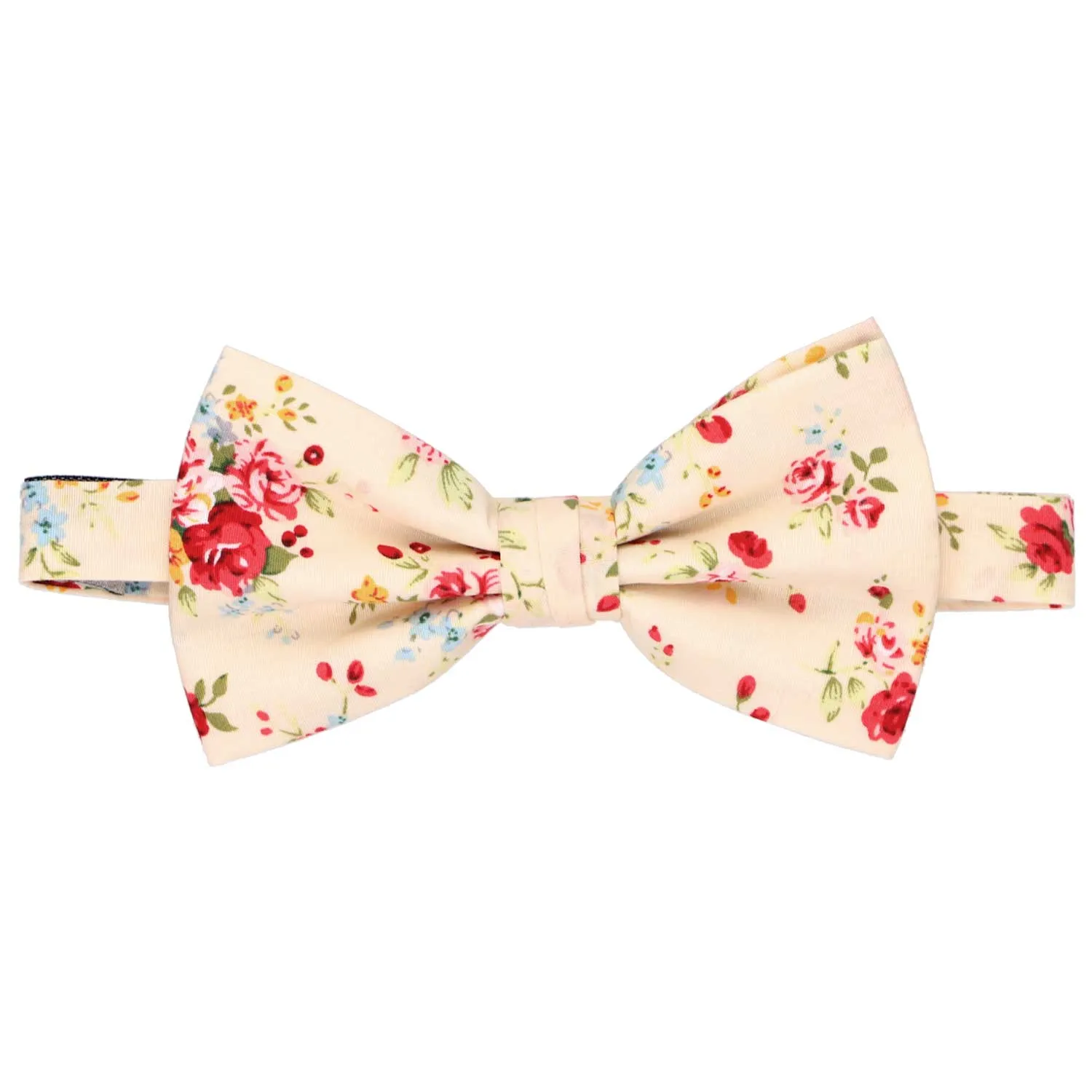 Ivory and Pink Pomona Floral Bow Tie sold by TieMart product image thumbnail 2