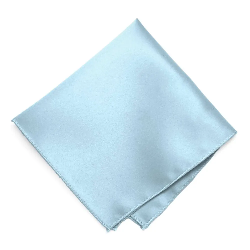 Capri Blue Solid Color Pocket Square sold by TieMart